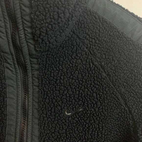 Nike Check Black Sherpa Deep Pile Jacket Size S - Picture 4 of 6